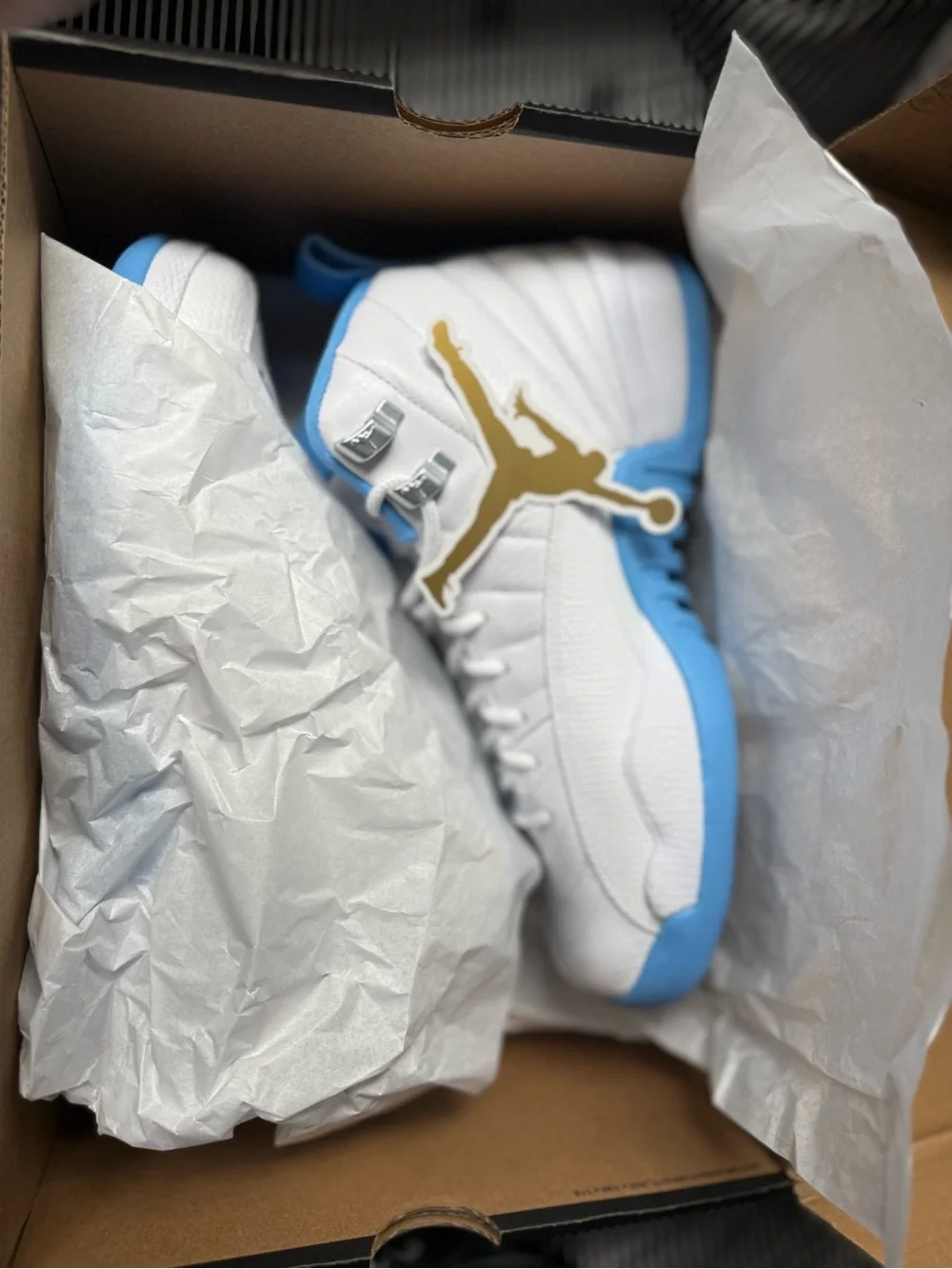 Jordan Kids White and Light Blue High-Top Sneakers